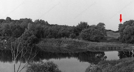 1979 г. Западный берег. Красной стрелкой обозначена виднеющаяся Барская липа (ссылка на достопримечательность)